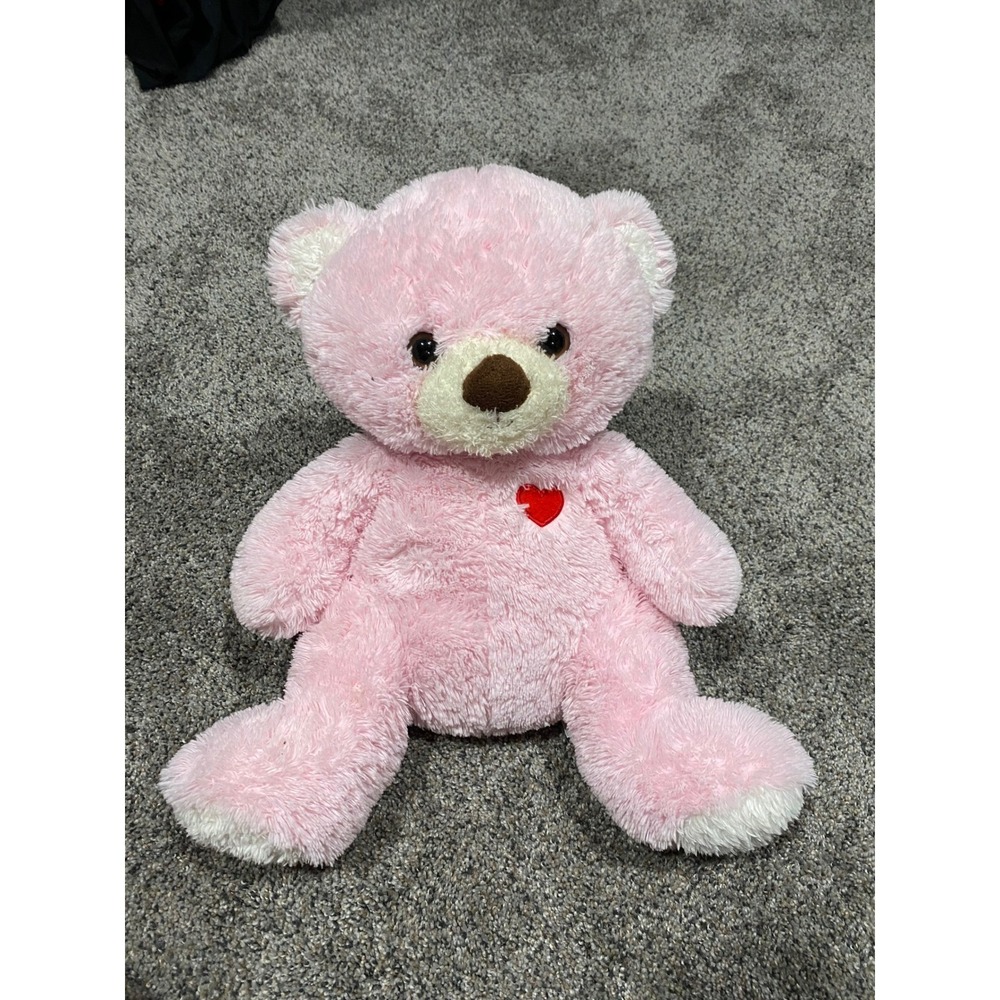 Animal Adventure Pink Teddy Bear Plush Red Heart Valentine Stuffed Animal 2014